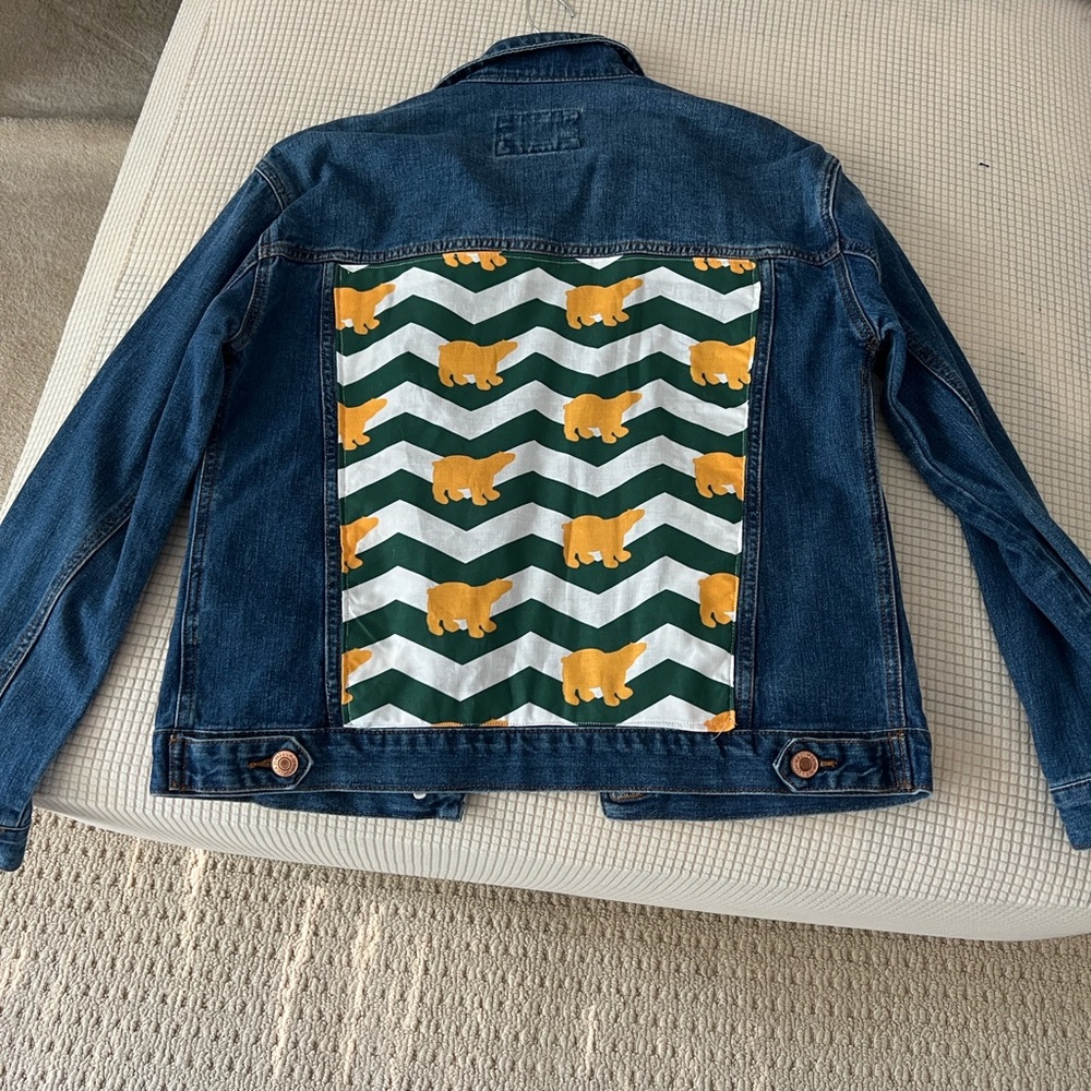 Custom Baylor Denim Jacket with Bear Print
